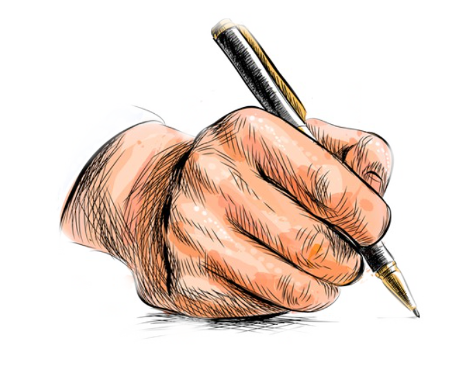 illustration of hand holding pen